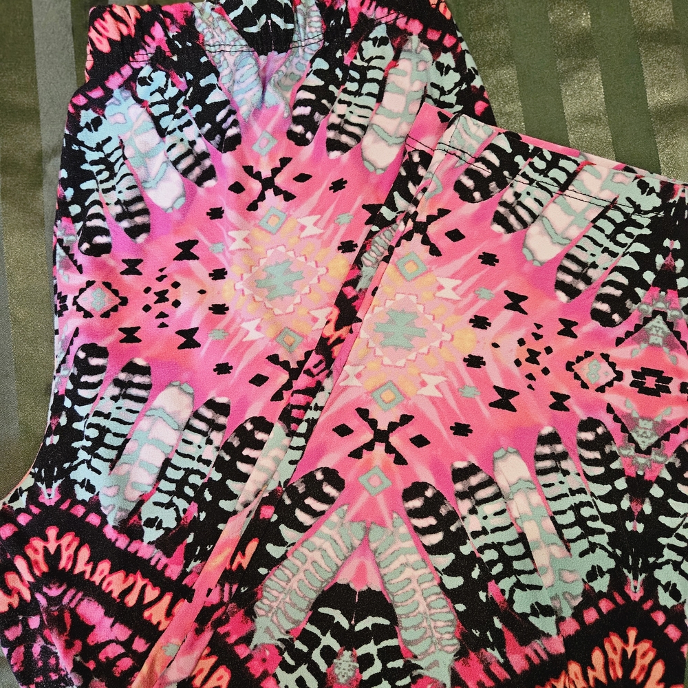 No Boundaries Pink and Black Patterned Capris